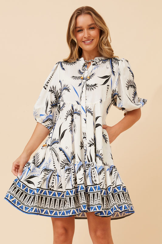 JAVANA PUFF SLEEVE SHORT DRESS