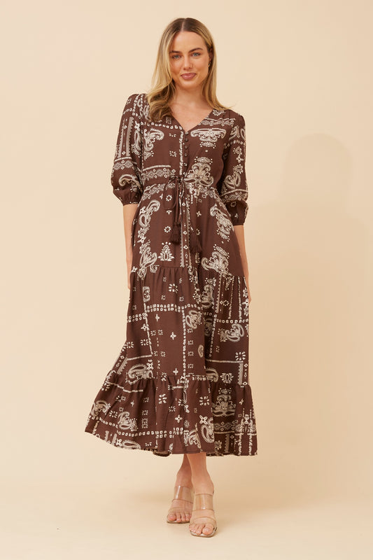 KYLENE BANDANA PRINT MAXI DRESS