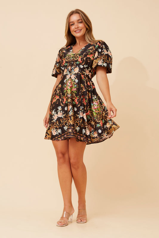 RHYS ARABESQUE PRINT DRESS