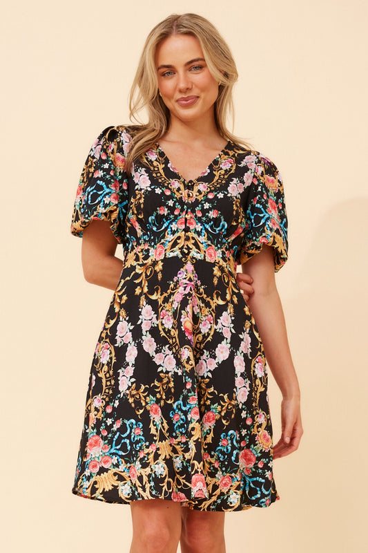 RHYS ARABESQUE PRINT DRESS