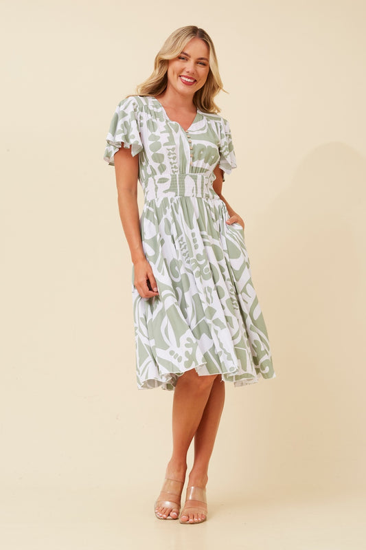 SANDY ABSTRACT PRINT DRESS