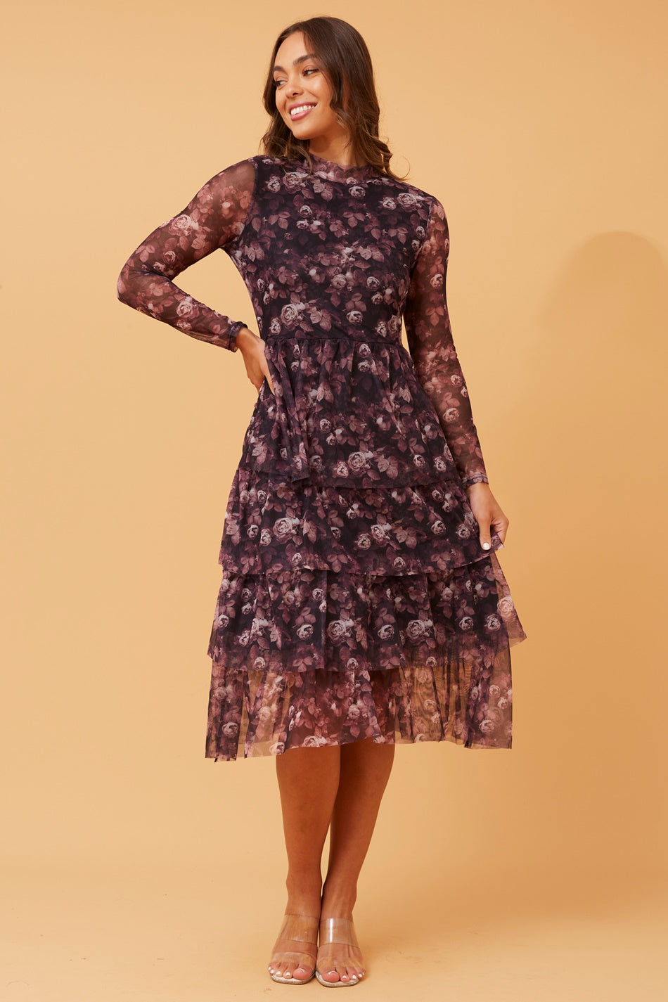 AUDRA FLORAL TIERED DRESS