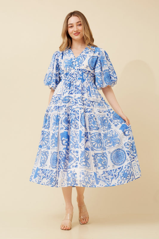 ANUSHKA PATCHWORK PRINT DRESS