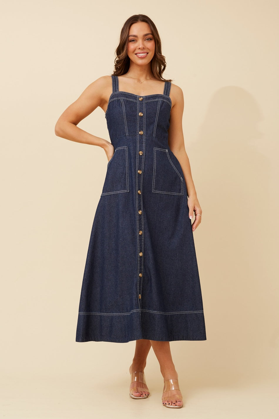未使用 kouse Diamond Grid Denim Vest Dress 未使用 kouse Diamond Grid Denim Vest Dress Diamond Grid