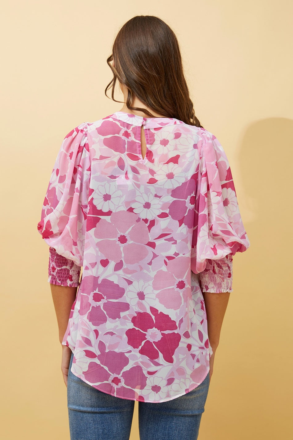 ELEGANT FLORAL BALLOON SLEEVE BLOUSE