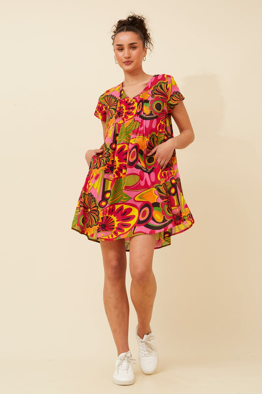 SHALIMAR ABSTRACT PRINT DRESS