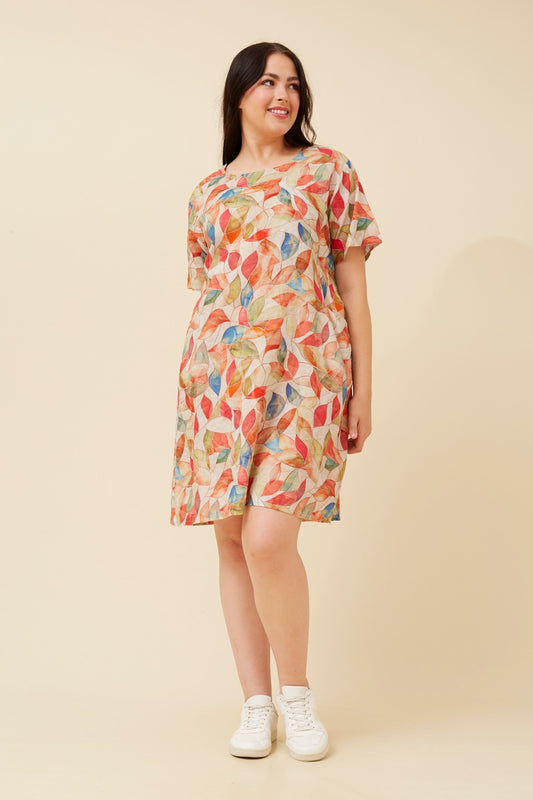 VINE LEAF PRINT SHIFT DRESS