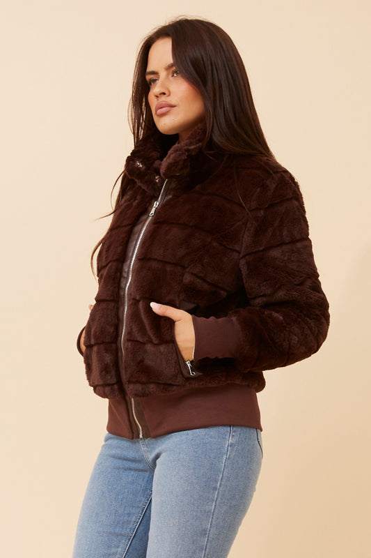 RAYMA FAUX FUR BOMBER JACKET