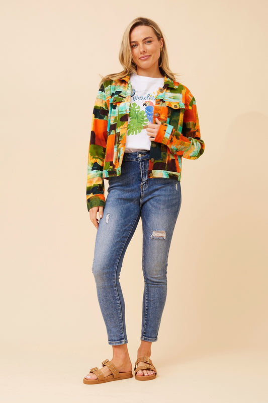 CYRILLA ABSTRACT PRINT JACKET