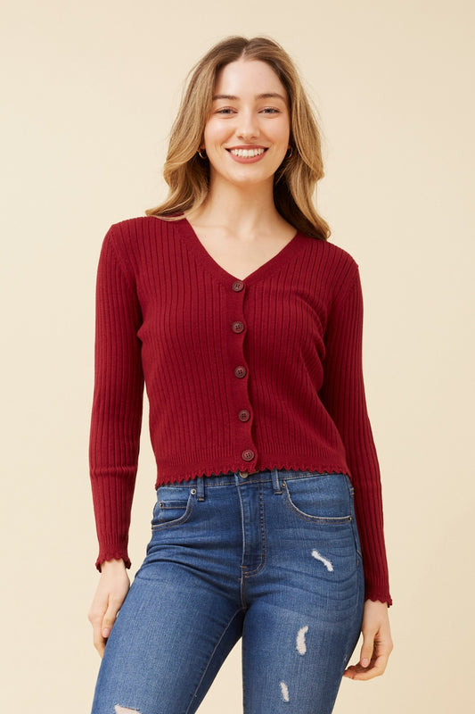 TENLEY SCALLOPED KNIT CARDIGAN