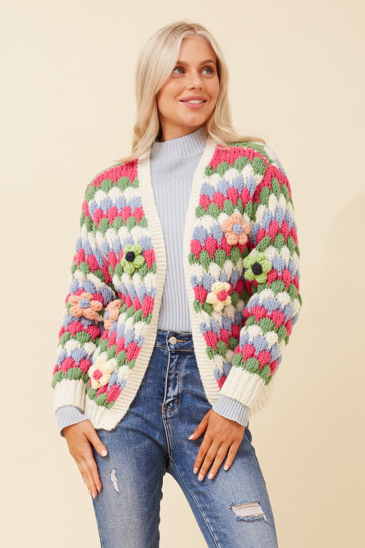 JED FLORAL KNIT CARDIGAN