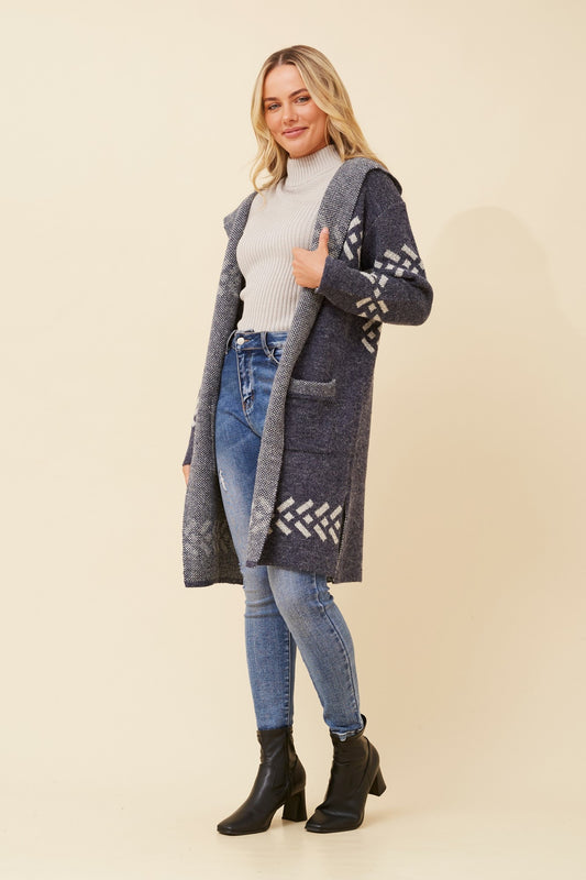 SHAEMA JACQUARD KNIT CARDIGAN