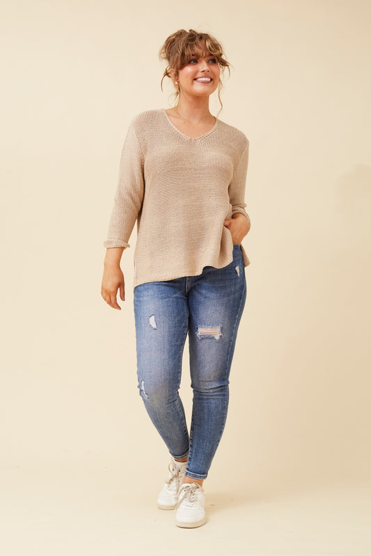 ROHANA SOLID KNIT PULLOVER