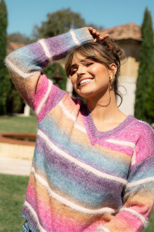 DILARA STRIPE KNIT PULLOVER