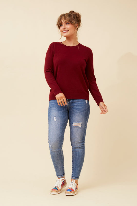 ANGIE SOLID KNIT PULLOVER