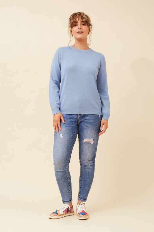 ANGIE POLKA DOT KNIT PULLOVER