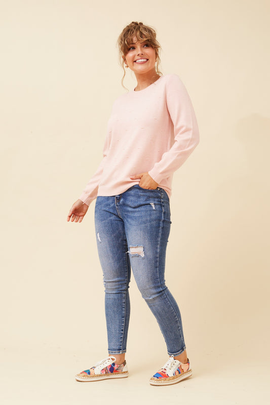 ANGIE POLKA DOT KNIT PULLOVER