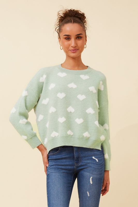 DUNYA HEART PRINT KNIT JUMPER