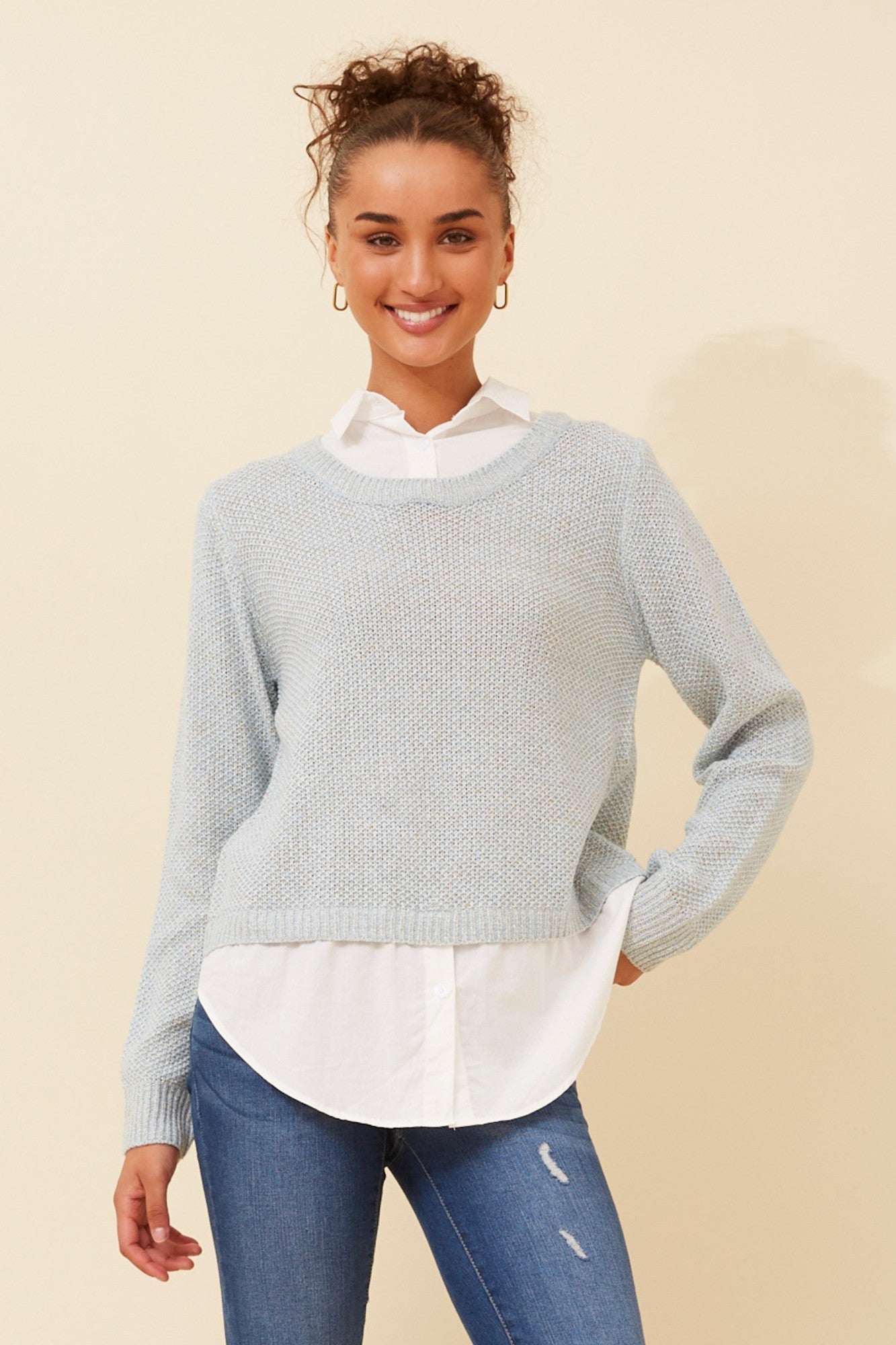 LEEZA EYELASH KNIT CARDIGAN