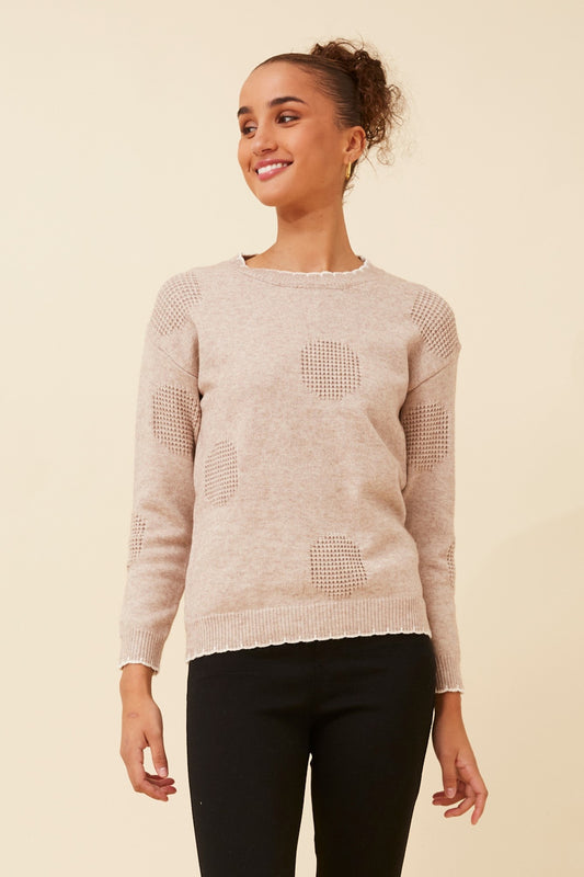BECKARI POLKA DOT KNIT PULLOVER
