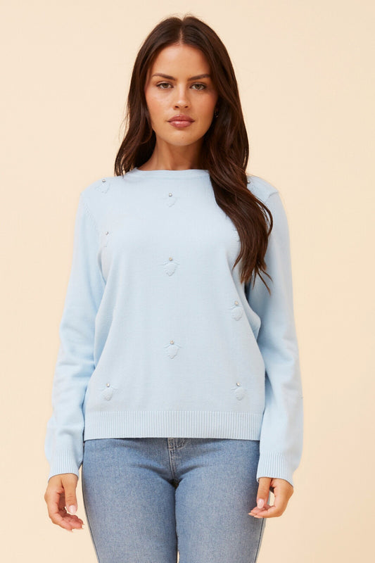 ANGIE EMBELLISHED KNIT PULLOVER