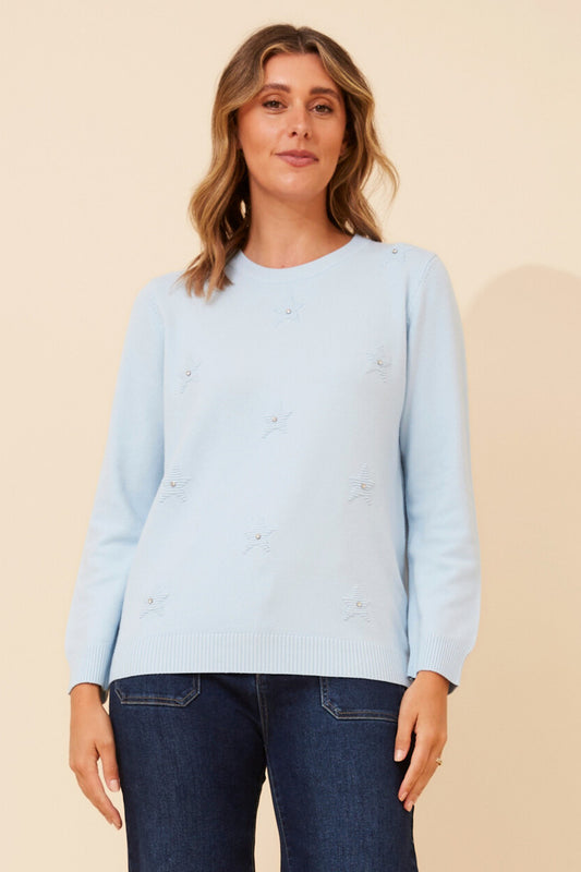ANGIE STAR PATTERN KNIT PULLOVER