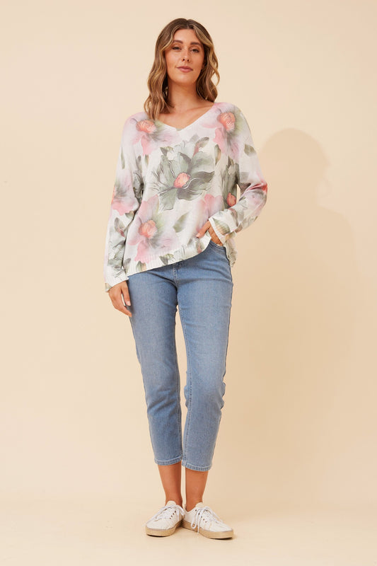 NEAVE FLORAL KNIT PULLOVER