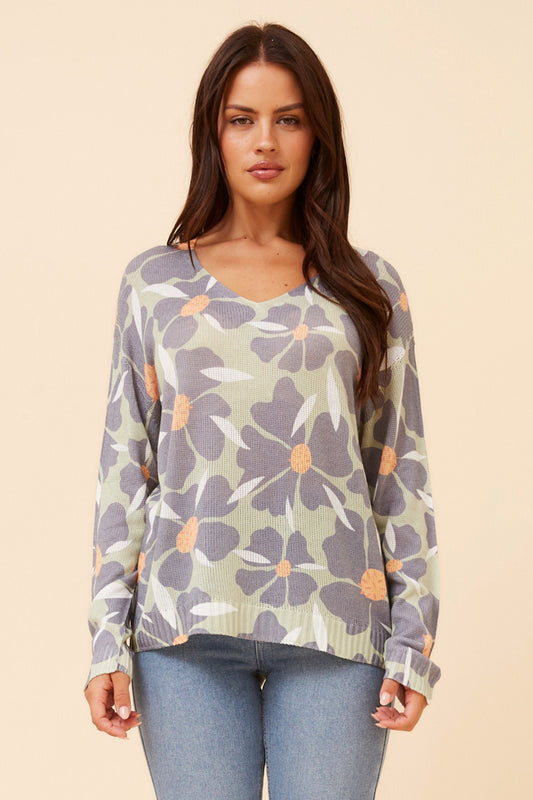 NEAVE FLORAL KNIT PULLOVER