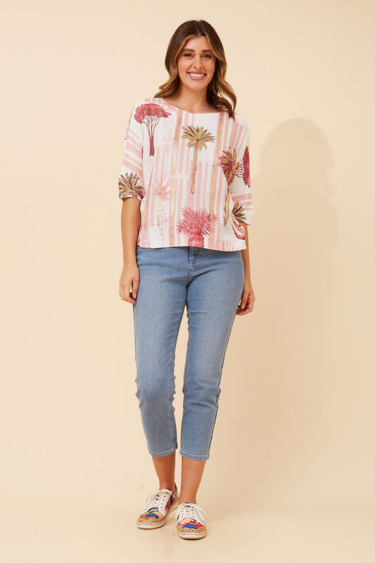 FLORELLA PALM TREE PRINT PULLOVER