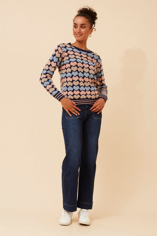 JUNA HEART PRINT KNIT JUMPER