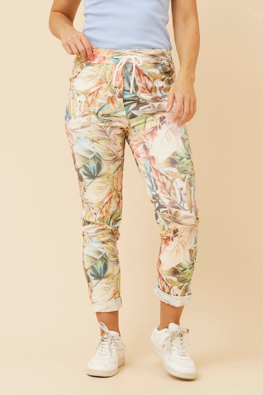 JANJA TROPICAL PRINT JOGGER PANTS