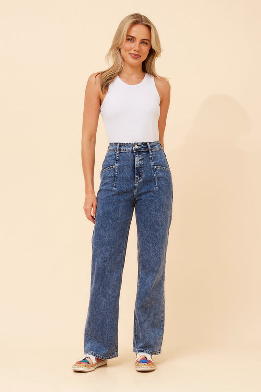 VIONA WIDE LEG DENIM PANTS