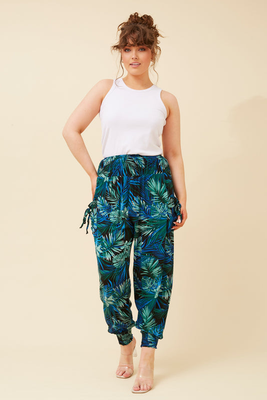 TROPICAL PRINT HAREM PANTS