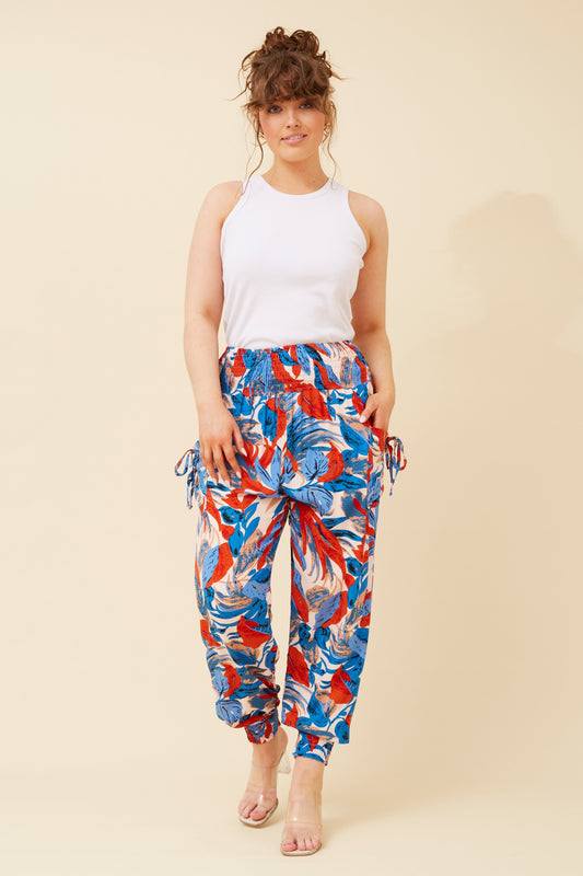 LEAF PRINT HAREM PANTS