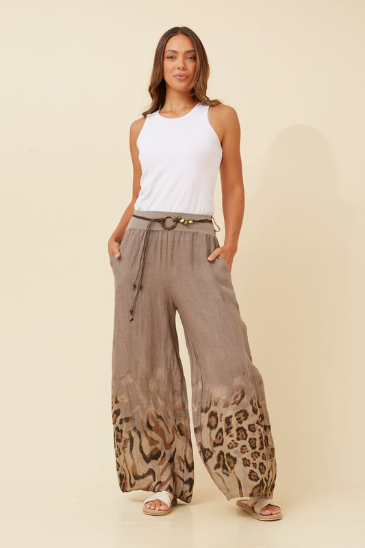 REMIEL LINEN ANIMAL PRINT PANTS