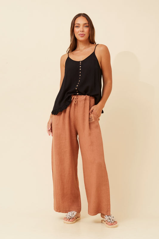 CORDULA SOLID LINEN PANTS