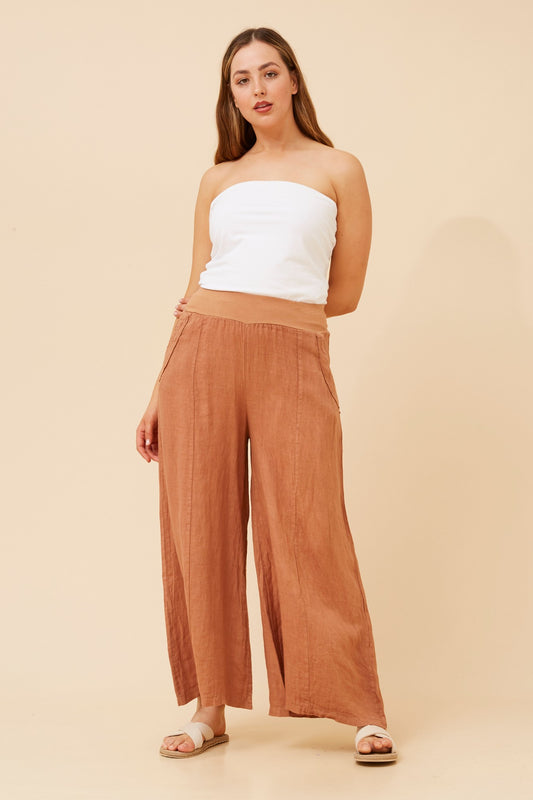 AMILITA WIDE LEG LINEN PANTS