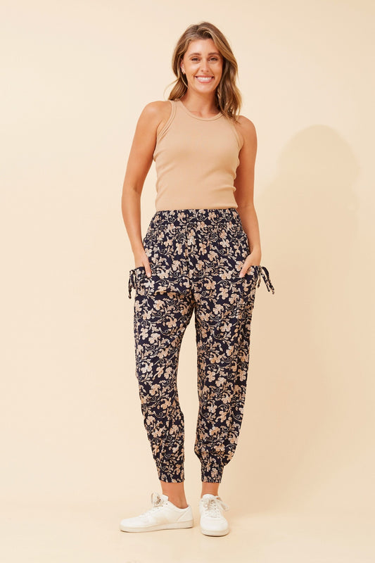LEAF PRINT HAREM PANTS