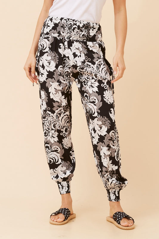 LEAF PRINT HAREM PANTS
