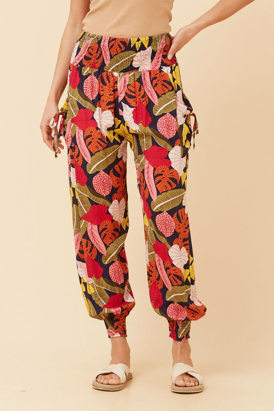 LEAF PRINT HAREM PANTS
