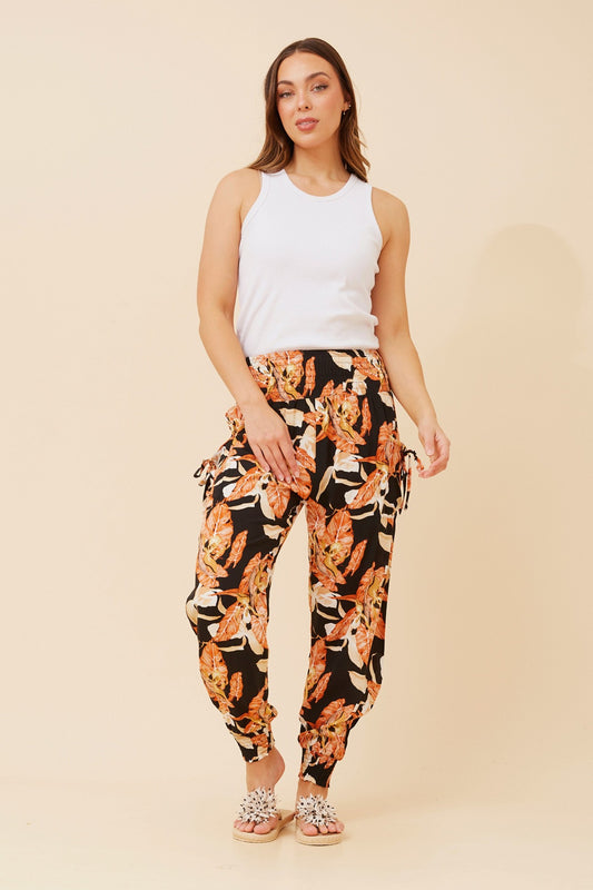 LEAF PRINT HAREM PANTS