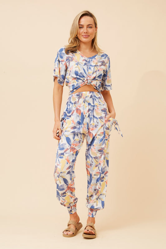 LEAF PRINT HAREM PANTS