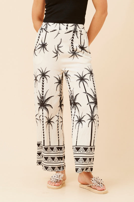 LOXANA PALM PRINT PANTS