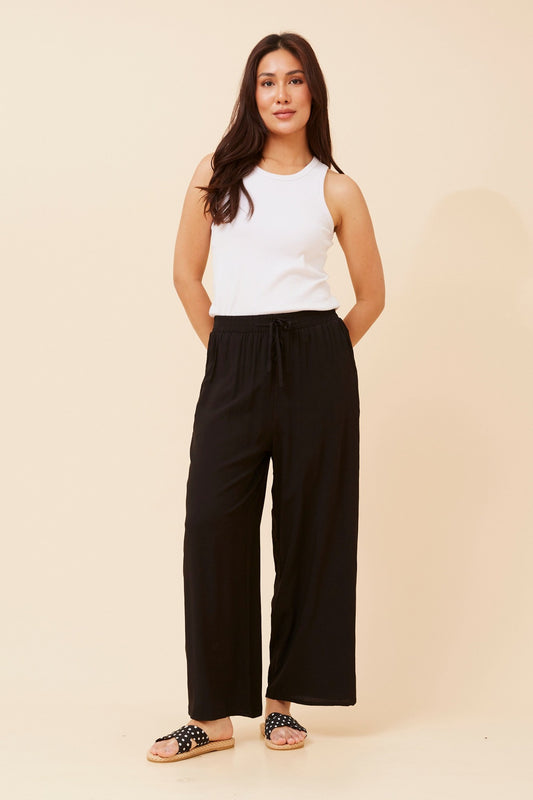 SUZZEL SOLID WIDE LEG PANTS