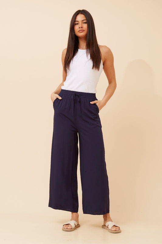 SUZZEL SOLID WIDE LEG PANTS