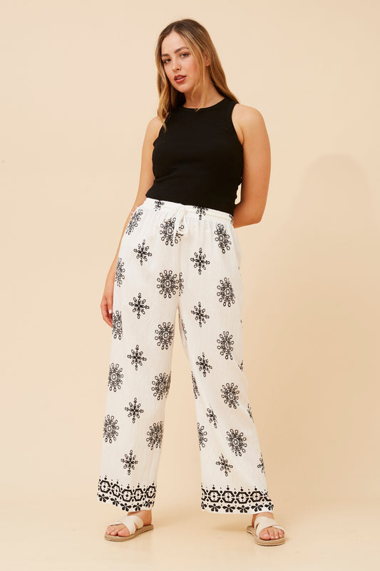 KARSYN EMBROIDERY PRINT PANTS