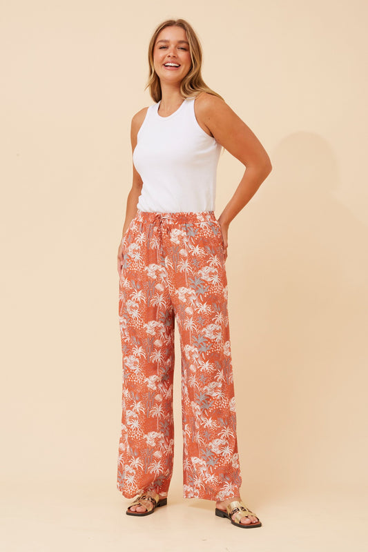SUZZEL PALM TREE PRINT PANTS