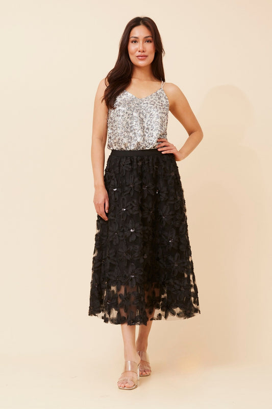PHOENIX FLORAL EMBROIDERED SKIRT