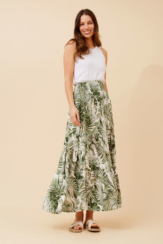 BETTINA LEAF PRINT MAXI SKIRT