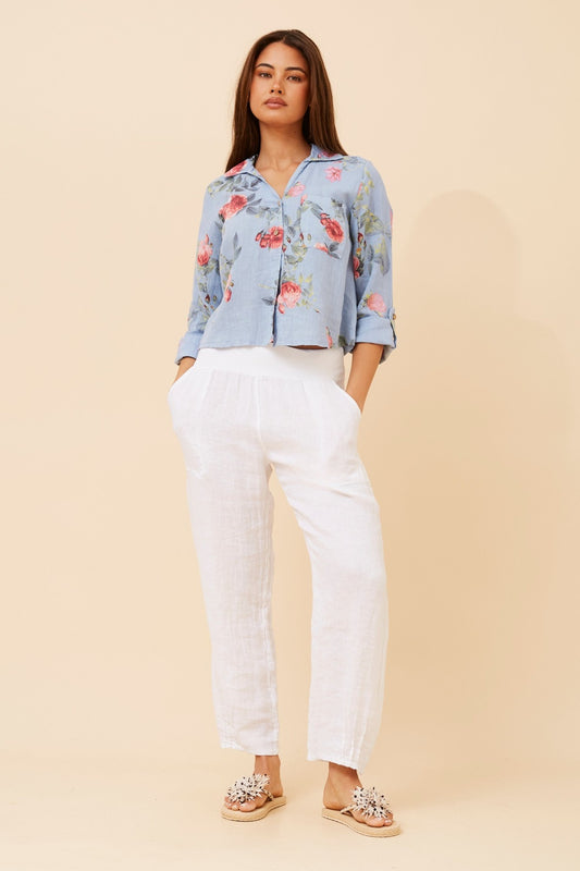 VERNICE FLORAL LINEN SHIRT